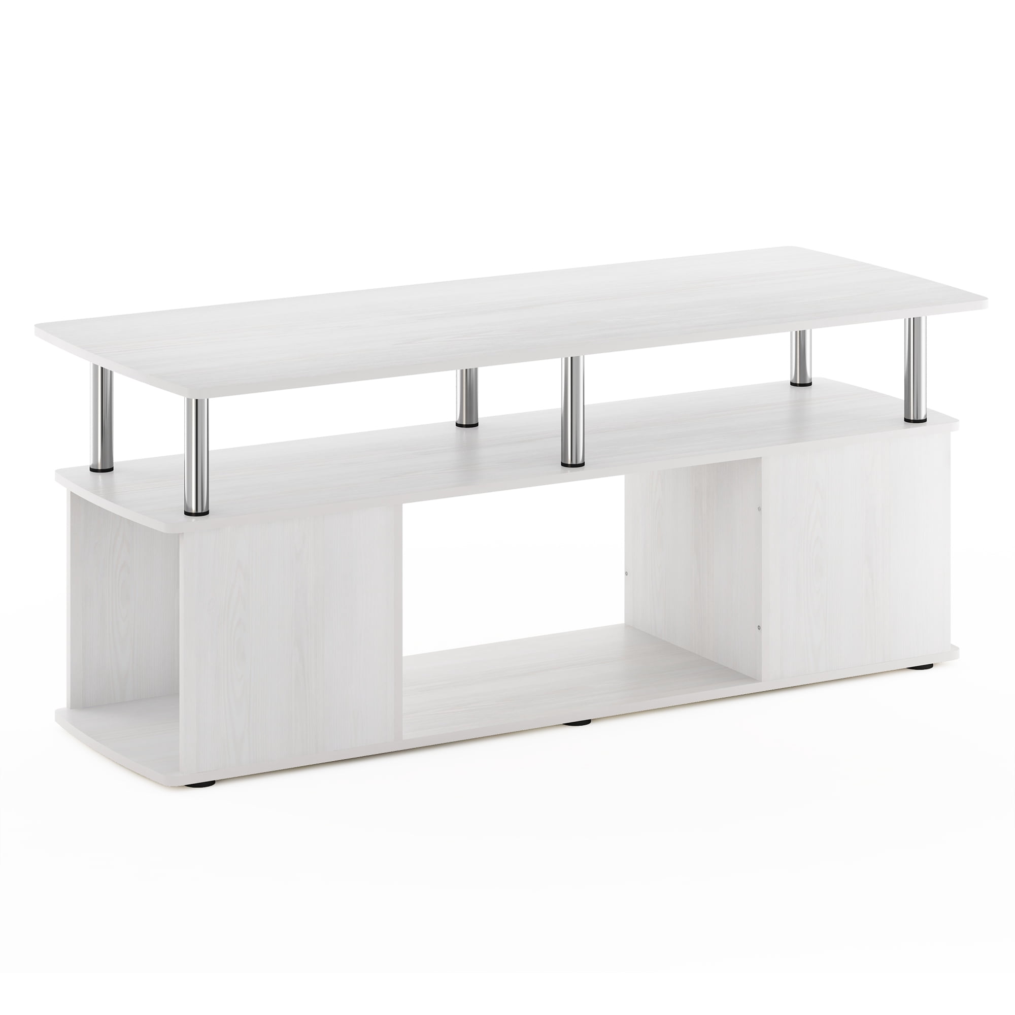 Furinno JAYA Utility Design Coffee Table, White Oak, Stainless Steel Tubes