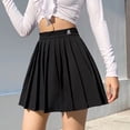 thumbnail image 6 of Elainilye Fashion Pleated Skirt Fancy High-Waist Slim Elastic Casual Pleated Frilly Skirt,Black, 6 of 7