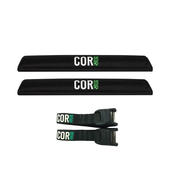 COR Surf Aero Patin de Porte-Toit et Sangles d'Arrêt en Silicone Premium Sans Rayures pour Surf, SUP, Kayak et Canot (19 Pouces de Large)