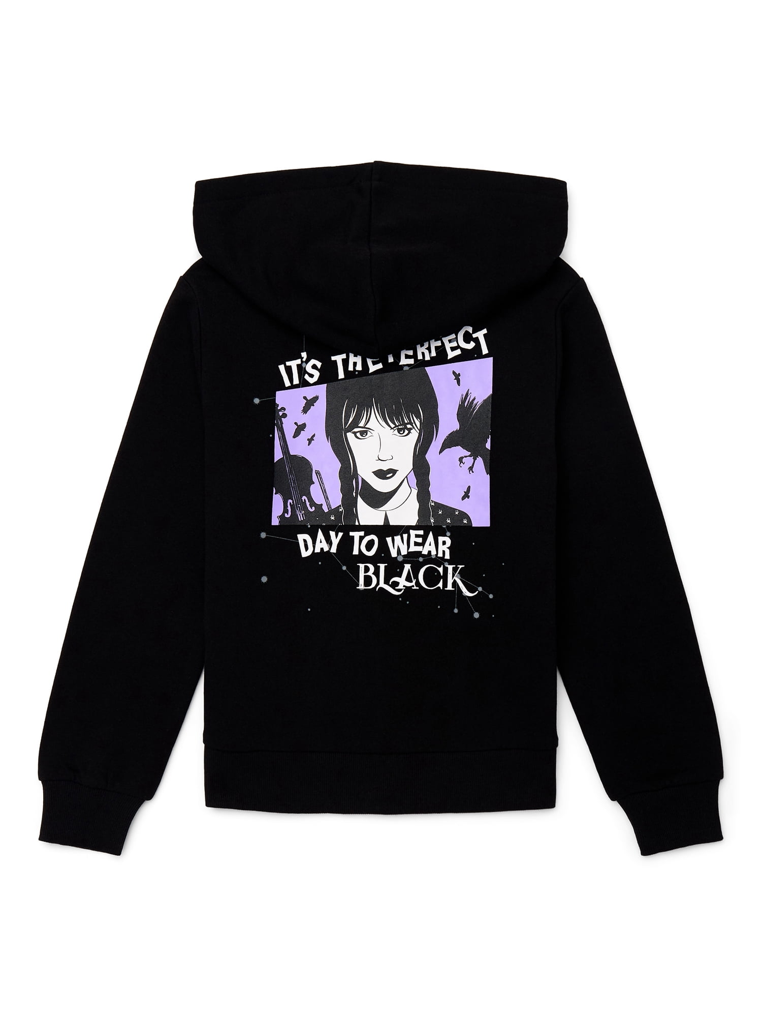 Wednesday Addams Girls Halloween Graphic Fleece Hoodie Sweatshirt, Sizes 4-16
