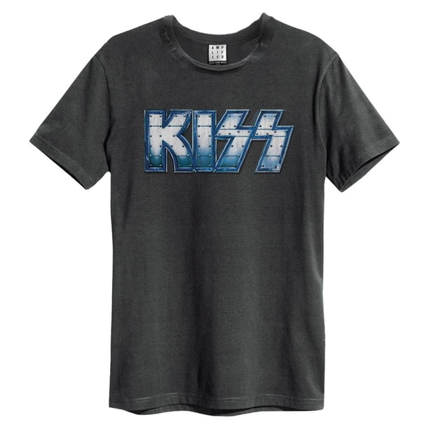 Amplified - Camiseta Distressed Kiss para Adultos Unisex (Carbón)