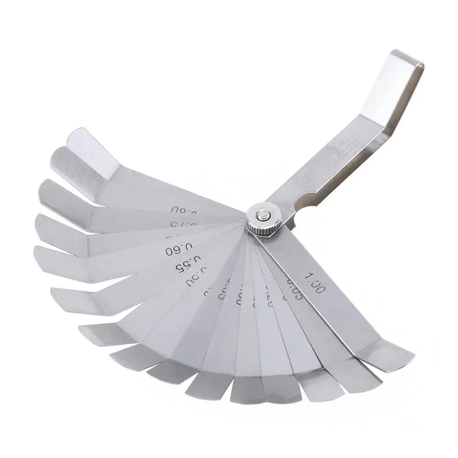 100A16 0.05 - 1mm Thickness Curved Stainless Steel Metric Filler Feeler Gauge with 16pcs Blades for Woodworking Measurement ,Easy Identification