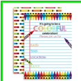 thumbnail image 2 of Vibrant Rainbow Crayon Birthday Party Invitations Set - 20 Fill-in Cards with Envelopes for Creative Celebrations and Fun-filled Events for Kids and Families, 2 of 5