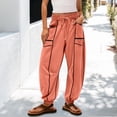 thumbnail image 2 of ManxiVoo Women Casual Wide Leg Pants with Pockets Soft Lounge Drawstring Trousers for Daily Use XL Size Orange, 2 of 6