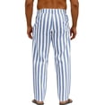thumbnail image 4 of Uwinwear Men's Striped Pants Casual Color Block Straight-Legs Long Pants Big & Tall Flat Front Business Trousers with Pockets,Sky Blue,XL, 4 of 4