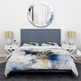 thumbnail image 3 of Designart "Strokes in Dark Blue and Gold XIII" Fractals Bedding Covert Set - Abstract Blue Modern Bed Set With 1 Sham, 3 of 6