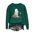 thumbnail image 3 of Plus Size Halloween T Shirts for Women Funny Cute Long Sleeve Graphic Tees Casual Loose Pullover Tops Fall Clothes Black, L, 3 of 6