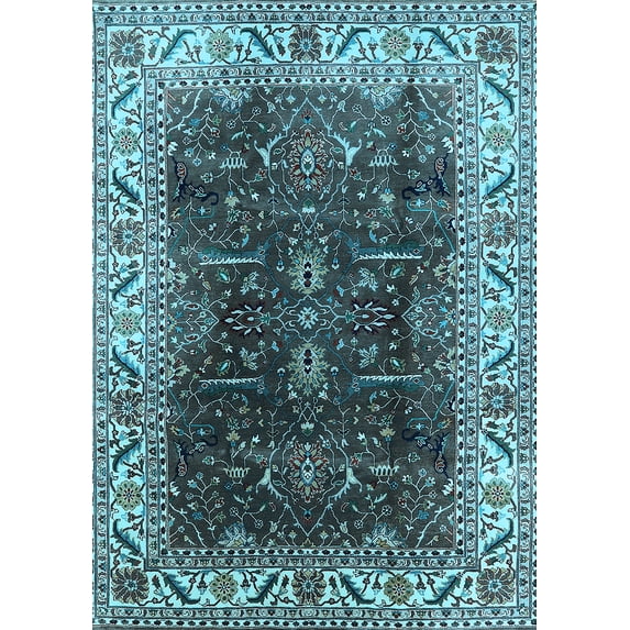Ahgly Company Indoor Rectangle Oriental Light Blue Industrial Area Rugs, 8' x 10'