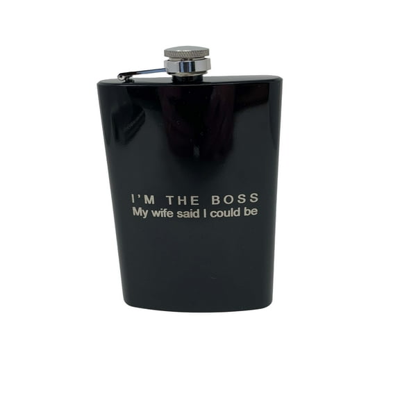 8oz Im the boss my wife said I could be Black Flask L1