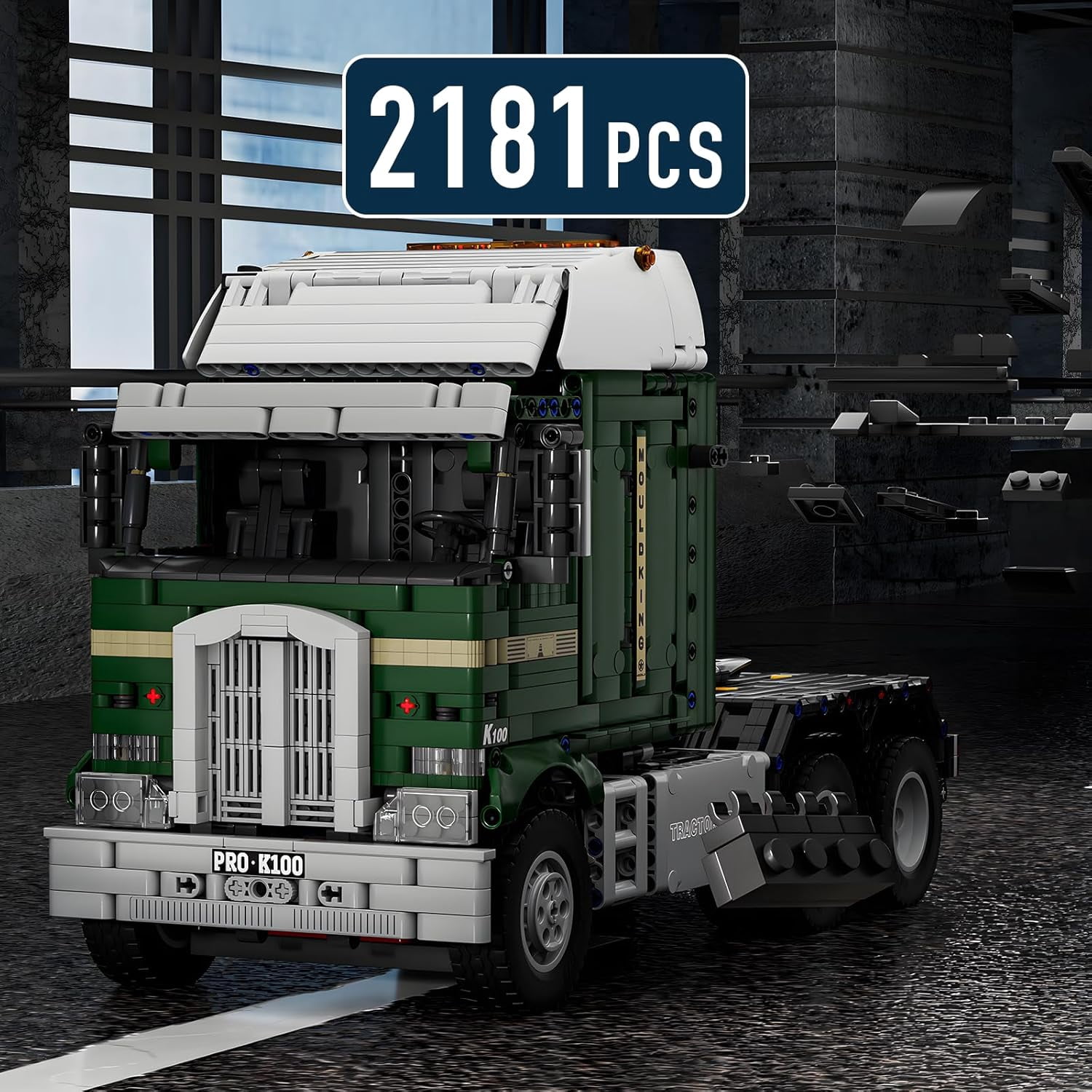 Tractor Truck Toy Building Block, Semi Truck Toy for Aged 14+, 13202 Realistic Car Model with Motor, Heavy Equipment Transporter Build and Display Blocks Kits (2181 Pieces)
