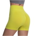 thumbnail image 3 of hlysgo Workout Gym Shorts for Women High Waisted Seamless Butt Lifting Short Tummy Control Scrunch Butt Sports Shorts Yellow,L, 3 of 4