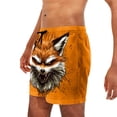 thumbnail image 5 of BRGZLK Mens Beach Shorts Summer Drawstring Waist Funny Fox Expression Print Summer Swim Trunks Novelty Beachwear Sports Vacation Shorts with Pockets, 5 of 6