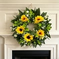 thumbnail image 5 of Cadancy Artificial Sunflower Wreath Front Door Hanging Garland with Floral Blooms and Foliage Leaves for Spring Summer Outdoor Porch Wall Decor Farmhouse Home Decoration Housewarming Gift, 5 of 7