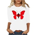 thumbnail image 2 of Fznquz Tops for Women Trendy Casual 3/4 Sleeve White Fashion T Shirts Summer Fall Graphic Crew Neck Womens Blouses Dressy Casual, 2 of 4