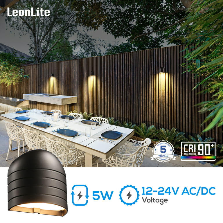 LEONLITE Low Voltage LED Deck Lights, CRI90 Landscape Poolside Fence Lights,  12-24V AC/DC, Die-cast Aluminum Accent Lighting, UL Listed Cord, 3000K Warm  White, Bronze, Pack of 6 