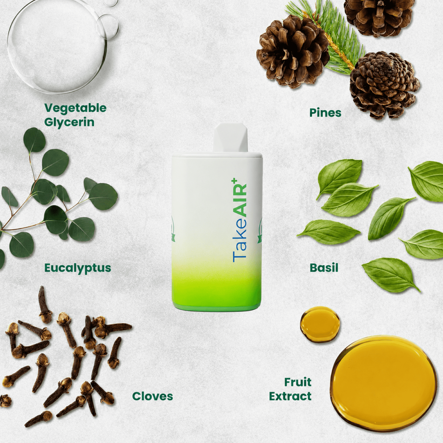 TakeAIR+ Nicotine-Free Diffuser Over 4K Puffs, All Natural, Smokeless Inhaler, Mint