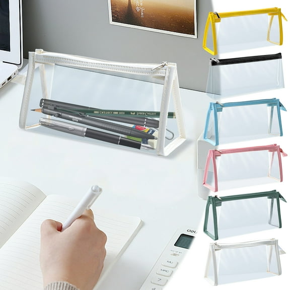 Floleo Pencil Cases Pen Pouch Clear Transparent Marker Pouch With Zipper, Exam Pencil Storage Bag Travel Cosmetic Makeup Bag, Stationery Toiletries Organizer For Students Adults Teen