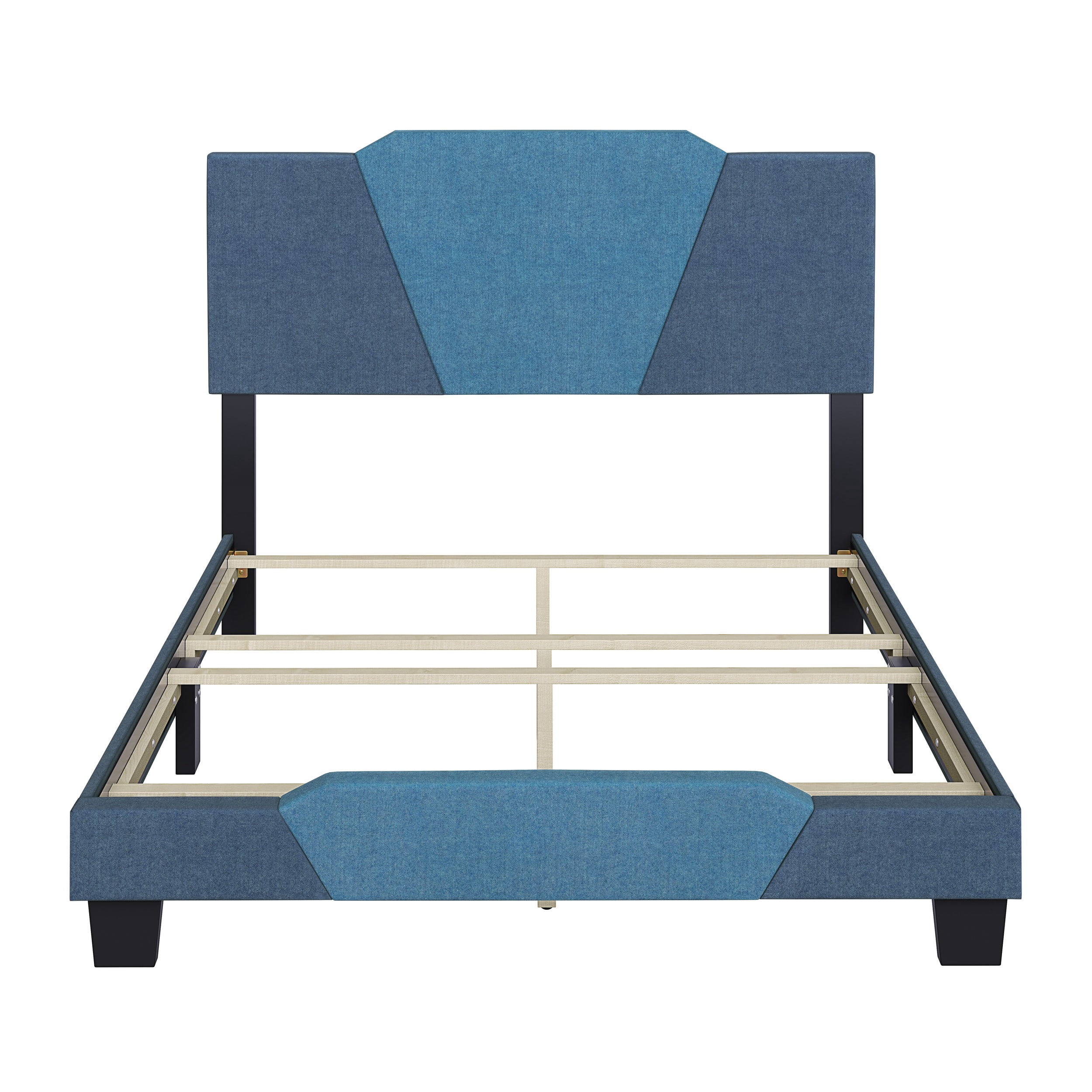 Boyd Sleep Tuscany Blue Linen King Size Fully Upholstered Platform Bed Frame with Adjustable Headboard, Qualified Box Spring or Foundation Required for Use