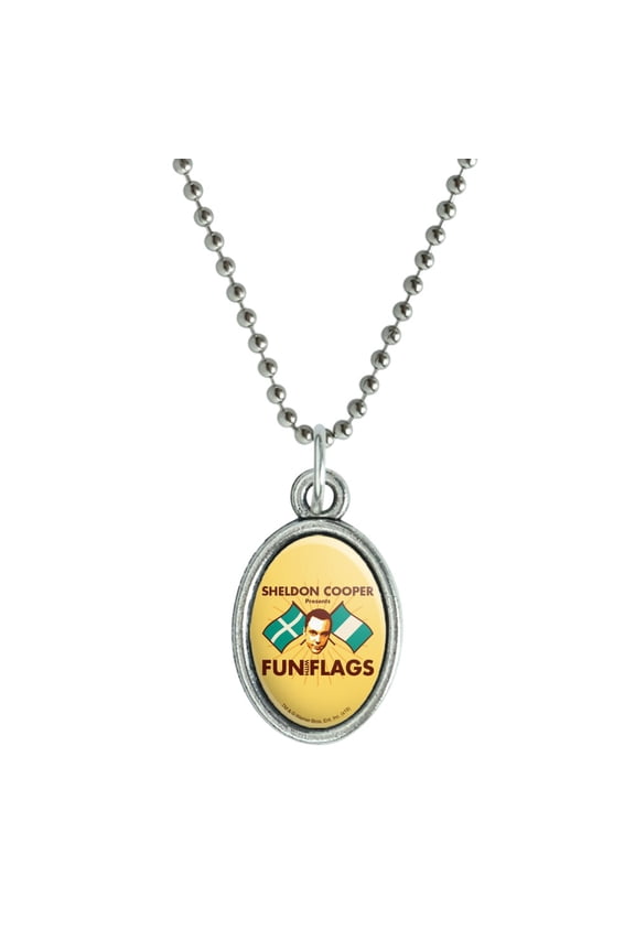 Big Bang Theory Sheldon Cooper Fun with Flags Antiqued Oval Charm Pendant with Chain