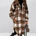thumbnail image 3 of Womens Fall Clothes Long Sleeve Plaid Print Button Open Front Long Cardigan Outerwear, 3 of 5