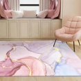 thumbnail image 2 of Gradient Pink Purple Rose Gold Marble Area Rug, Luxury Abstract Gilt Texture Indoor Non-Slip Kids Rugs, Machine Washable Breathable Durable Carpet For Front Entrance Floor Decor, 2 of 7
