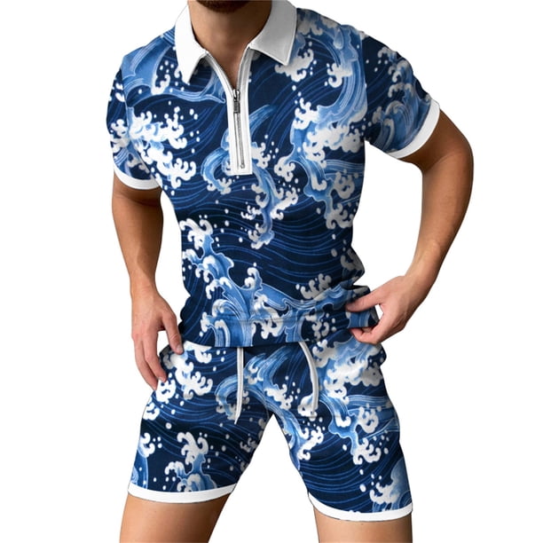 Retro 3D Printing Zipper Hombres Primavera y otoño Camiseta Traje Traje deportivo Pompotops oipoqjl44963
