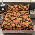 thumbnail image 4 of Glofpot Fitted Sheet 3 Piece Bedding Set Includes Two Pillowcases Holiday Bedroom Decor Black Background Pumpkin And Maple Leaf Autumn Print, 4 of 8