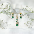 thumbnail image 5 of Rosec Jewels Lab Grown Emerald Pendant and Earrings Set - AAAA Grade - Emerald Diamond Bridal Jewelry Set - with Jewelry Box, 14K Yellow Gold, 5 of 7