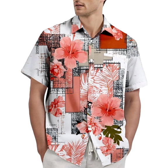 OIOLOYJM Button Down Shirt for Men Short Sleeve Summer Hawaiian Tropical Travel Beach Shirts Fashion Casual Relaxed Fit Lightweight T Shirts with Pocket Watermelon Red XL