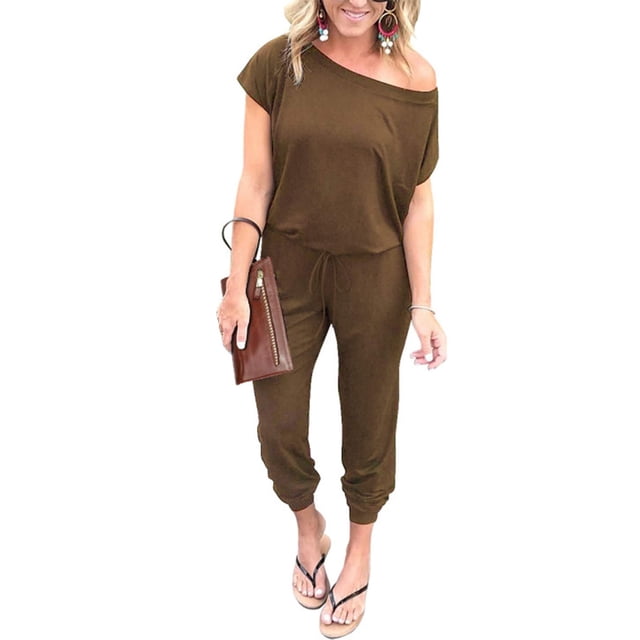 Mono PRETTYGARDEN 3XL Hombros Descubiertos Verano Caqui