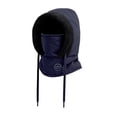 thumbnail image 3 of Pasamontañas de esquí con capucha, calentador de cuello, gorro de forro polar, térmico, poliéster, transpirable, resistente al viento Niños azul oscuro, 3 of 9