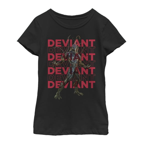 Girl's Marvel Eternals Kro Deviant Repeating  Graphic Tee Black X Small