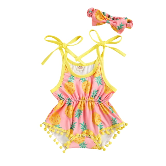 ITFABS Tenue pour Bébé Filles, Barboteuse à Bretelles en Peluche Imprimée, Couvre-Chef avec Nœud