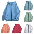 thumbnail image 3 of Dpytoraw Women's Zip Up Hoodie, Solid Color with Pockets for Casual Wear Orange XXXL, 3 of 5