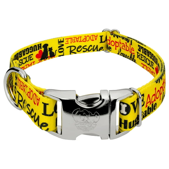 Country Brook Petz® Premium Yellow Loveable Rescue Dog Collar, Small