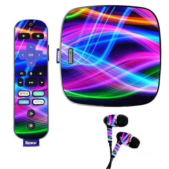 Skin Decal Wrap Compatible With Roku Ultra Sticker Design Light Waves