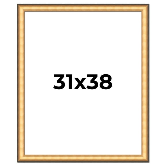 31x38 Frame Gold Plein Aire Solid Wood Picture Frame Width 2 Inches | Interior Frame Depth 0.5