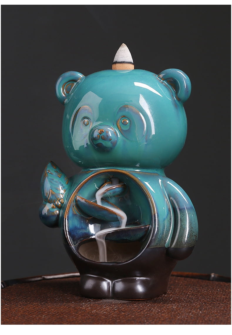 Creative Cute Bear Animal Backflow Incense Burner Smoke Waterfall Aromatherapy Censer Holder for Living Room,Office,Home,Teahouse Decoration