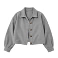 thumbnail image 4 of MLCDZ Womens Corduroy Jacket Cropped Fall Long Sleeve Button Down Turn collared Coat Casual Lightweight Solid Color Bomber Outerwear with Pockets, 4 of 9