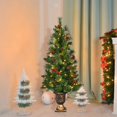 thumbnail image 4 of Costway Arbre d'Entrée de Noël Pré-Éclairé de 4 Pieds en Urne avec 60 Lumières LED Baies Rouges Pomme de Pin, 4 of 10
