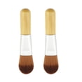 thumbnail image 1 of Shisuyan 2pcs Mini Foundation Brushes with Short Wooden Handle Portable Nylon Fiber Makeup Brush, 1 of 1