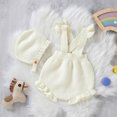 thumbnail image 2 of Generic Knitted Sweater for Children Girls Strap Solid Knitted Ruffles Sweater Baby Jumpsuit Romper with Hat Outfits Clothes Set Cute Knit Oversized Sweater (White,12-18 Months), 2 of 9