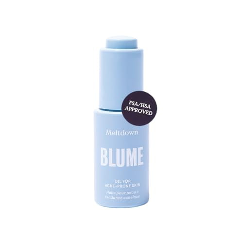 Aceite facial Blume Meltdown para mujeres y hombres - Suero no comedogénico para el acné con aceite de rosa mosqueta, tanaceto azul y semilla de comino negro - Ayuda a reducir el enrojecimiento, textu