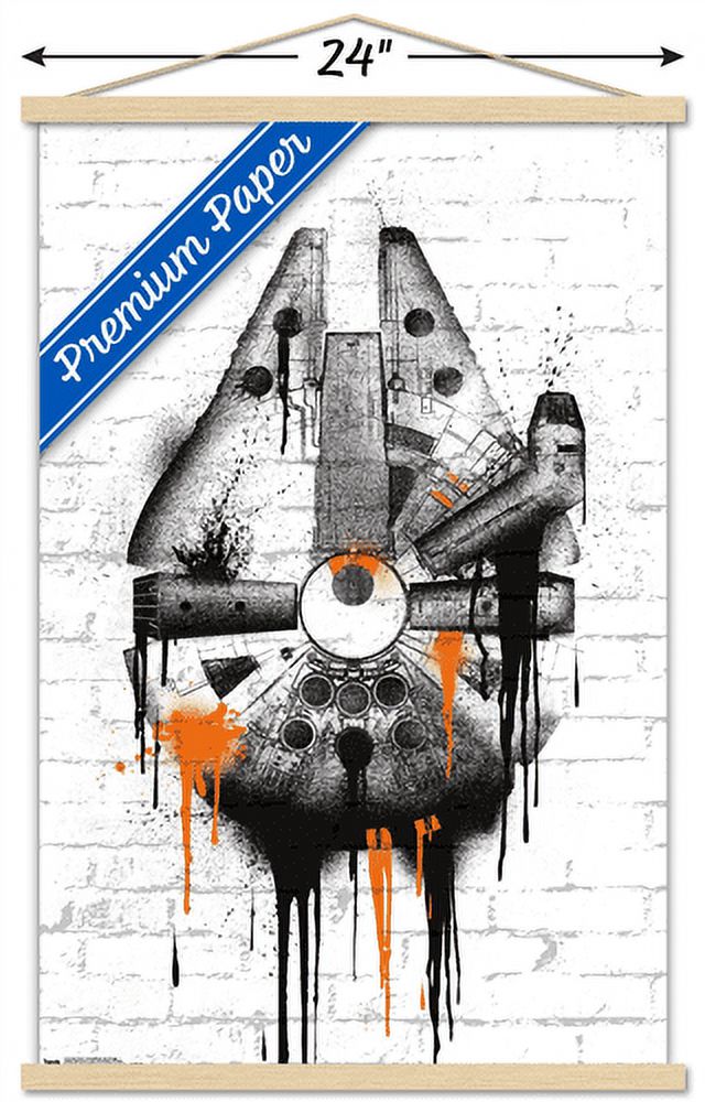 Star Wars: Saga - Falcon Black And Orange Wall Poster with Wooden Magnetic Frame, 22.375" x 34"
