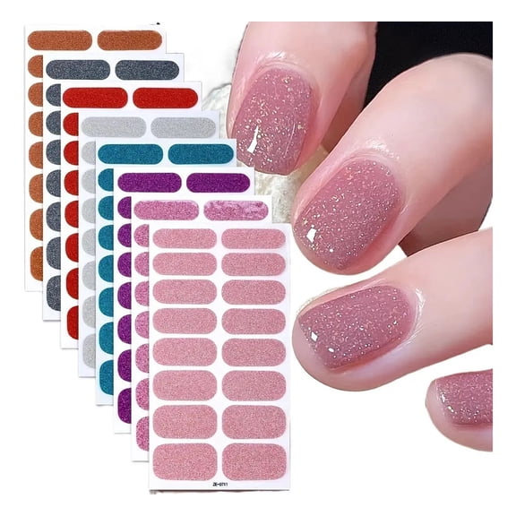 8 Full Nail Stickers With Polished Strips