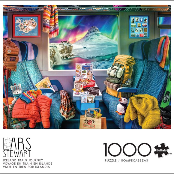 Buffalo Games Night & Day Iceland Train Journey 1000-Piece Interlocking Jigsaw Puzzle for Adults Ages 14-99 Years