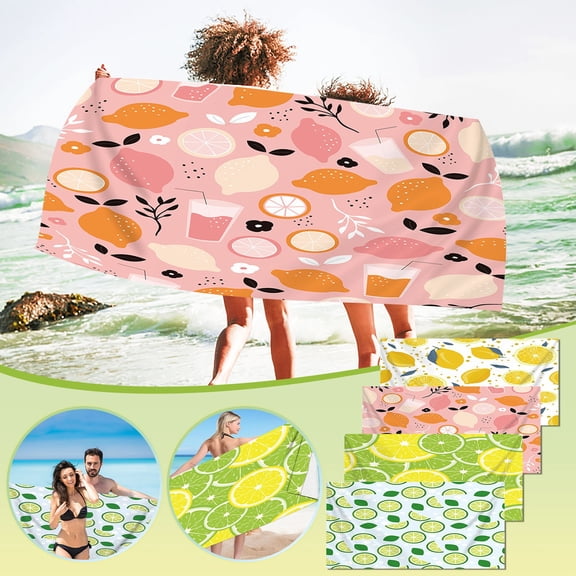 Microfiber Beach Towel Super Lightweight Colorful Fruit Pattern Bath Towel, Sandproof Beach Blanket Multi-Purpose Towel for Travel Swimming Pool, 30inch x 60inch