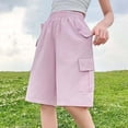 thumbnail image 2 of WAYUTE Girls Shorts Elastic Waist Summer Solid Color Outerwear Bermuda Shorts with Multi Pockets for Kids Thin Breathable Athletic Casual Outdoor,Pink, 2 of 5