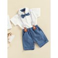 thumbnail image 4 of Musuos Baby Boy Gentleman Suit, 0-3 Years Long Sleeve Lapel Neck Button Romper Shirt with Suspender Pants Spring Summer Outfit, 4 of 10
