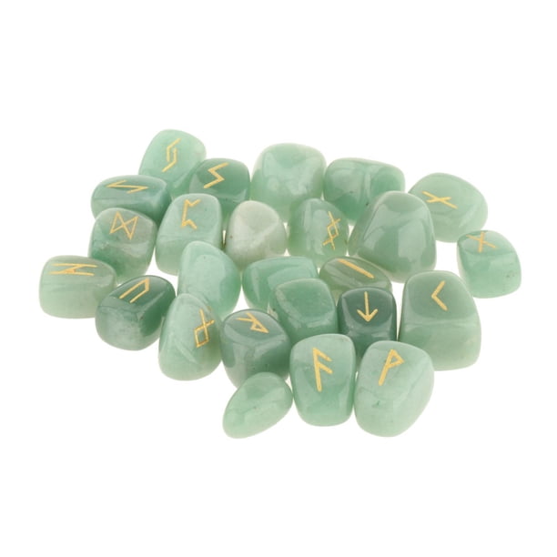 25pc Natural Runes Stones Irregular Wicca Grabado Adivinación Coleccionables Verde Sunnimix piedras naturales